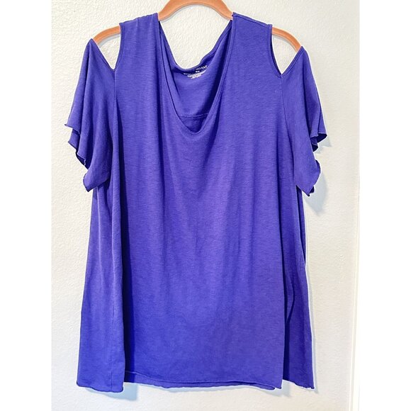 Lane Bryant Flutter Sleeved 18/20 Blouse 50% Poly 25% Pima Cotton, 25% Modal - Picture 2 of 6